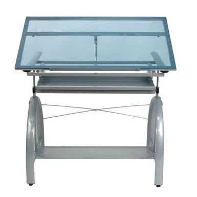 Studio Designs Avanta Glass Top Silver Drafting Table With Storage - Silver - Painted 7 Studio Designs Avanta Glass Top Silver Drafting Table With Storage - Silver - Painted - Image 7