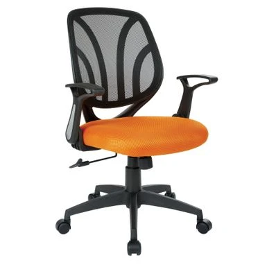 Office Chair With Flip Arms And Silver Accents - Orange 2 Office Chair With Flip Arms And Silver Accents - Orange - Image 2