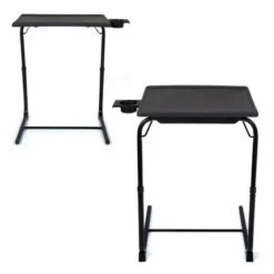 Portable Computer Table Office Desk Height & Angle Adjusting Furniture, Set Of 2 - Black