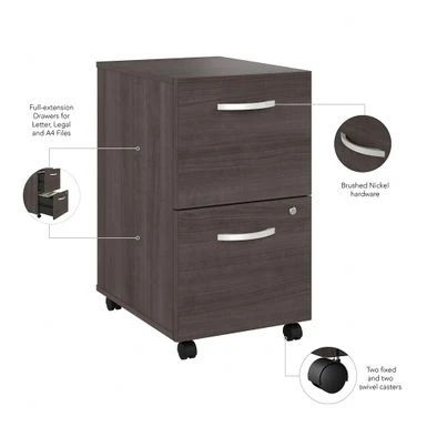 Studio A 2 Drawer Mobile File Cabinet By Bush Business Furniture - Platinum Gray 19 Studio A 2 Drawer Mobile File Cabinet By Bush Business Furniture - Platinum Gray - Image 19