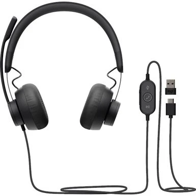 Logitech - Zone 750 Wired Noise Canceling On-Ear Headset - Black 1 Logitech - Zone 750 Wired Noise Canceling On-Ear Headset - Black