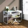 Clihome 43.3" Rectangular Writing Desk With Open Storage - White