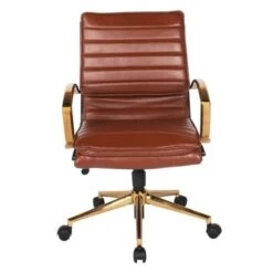 Ave Six Mid-Back Faux Leather Office Chair With Gold Finish Base - CREAM -Felloweis Store eaa9d3ad a2a1 4b66 8ca9 ab28fd29257b