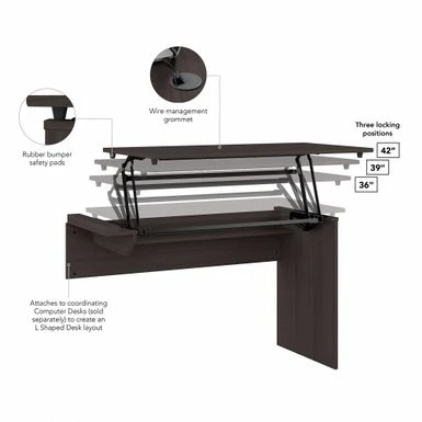 Cabot 3 Position Sit To Stand Desk Return By Bush Furniture - Heather Gray 7 Cabot 3 Position Sit To Stand Desk Return By Bush Furniture - Heather Gray - Image 7