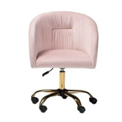Baxton Studio Ravenna Contemporary Glam And Luxe Velvet Fabric And Gold Metal Swivel Office Chair - Blush Pink, Gold -Felloweis Store eae90d7a 1268 47a2 8253 935399211b3b