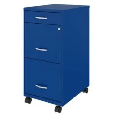 Space Solutions 18" Deep 3 Drawer Mobile File Cabinet, Classic Blue - Blue - Letter -Felloweis Store eb81d703 ba41 480d 8c61 bbaa4c15bb6e