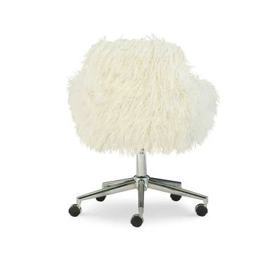 Ferdon Faux Fur Office Chair White 3 Ferdon Faux Fur Office Chair White - Image 3