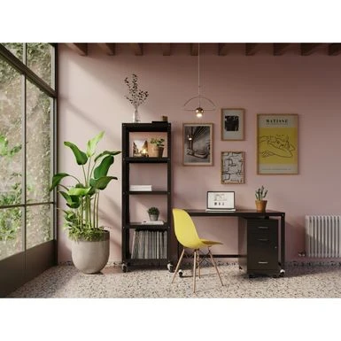 Space Solutions 18"Deep 3 Drawer Mobile Organizer Metal Cabinet, Black - Black - Letter 2 Space Solutions 18"Deep 3 Drawer Mobile Organizer Metal Cabinet, Black - Black - Letter - Image 2