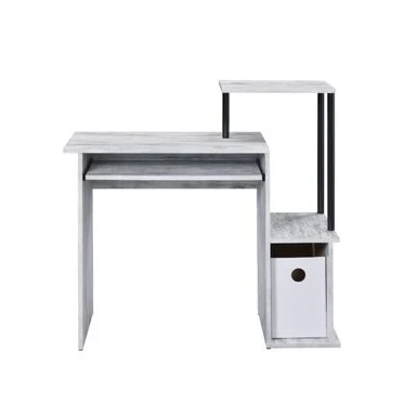 Wooden Computer Desk With Keyboard Tray - Weathered Oak And Black 11 Wooden Computer Desk With Keyboard Tray - Weathered Oak And Black - Image 11