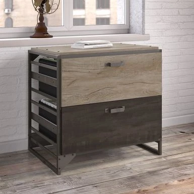 Lateral File Cabinet In Rustic Grey - Grey 2 Lateral File Cabinet In Rustic Grey - Grey - Image 2