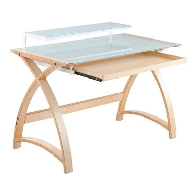 Carson Carrington Bentley Office Desk - Natural Wood & White Frosted Glass 4 Carson Carrington Bentley Office Desk - Natural Wood & White Frosted Glass - Image 4