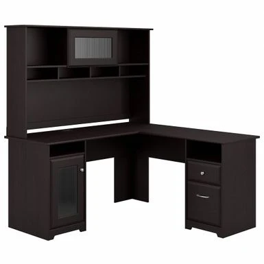 Cabot 60W L-Shaped Desk With Hutch And Storage By Bush Furniture - Heather Gray 9 Cabot 60W L-Shaped Desk With Hutch And Storage By Bush Furniture - Heather Gray - Image 9