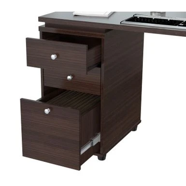 Inval L-shaped Computer Workstation Desk - Espresso 3 Inval L-shaped Computer Workstation Desk - Espresso - Image 3