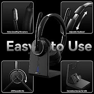LEVN Wireless Headset, Bluetooth Headset With Noise Canceling Microphone & Charging Base, 65 Hrs Working Time 2.4G Wireless Headset With Microphone For PC/Computer/Laptop/Remote Work/Call Center/Zoom 5 LEVN Wireless Headset, Bluetooth Headset With Noise Canceling Microphone & Charging Base, 65 Hrs Working Time 2.4G Wireless Headset With Microphone For PC/Computer/Laptop/Remote Work/Call Center/Zoom - Image 5