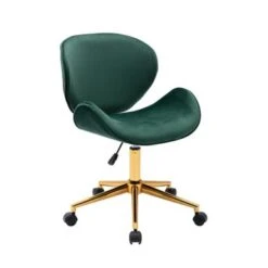 Porthos Home Rudi Office Chair, PU Or Fabric Or Velvet Upholstery, Chrome Legs - Green Velvet