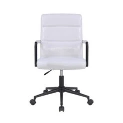 Porthos Home Pei Office Chair, Tufted PU Leather, Steel Swivel Base - White -Felloweis Store f17b1de4 d3c9 45c6 8cbb 3c4e67a8d2ac