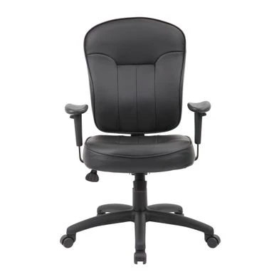 Boss Black Leather Task Chair W/ Adjustable Arms - Black 1 Boss Black Leather Task Chair W/ Adjustable Arms - Black