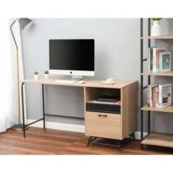 Light Oak Finish Computer Table Home Office Desk - 29.25" H X 55.25" W X 21.75" D - Oak