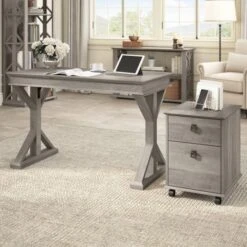 Homestead 48W Writing Desk By Bush Furniture - Driftwood Gray -Felloweis Store f20e8f89 f64c 45bb 8369 7e593ef30b2b
