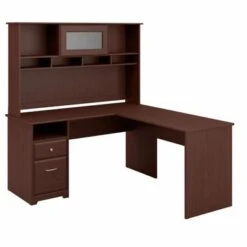 Cabot 60W L Shaped Computer Desk With Hutch By Bush Furniture - Ash Gray -Felloweis Store f26a63e3 da6e 4673 ac5e 843a825e532b