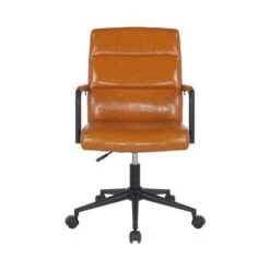 Porthos Home Pei Office Chair, Tufted PU Leather, Steel Swivel Base - White -Felloweis Store f2c8ab1d 6de8 436f ab4c 7473a8a47eb8