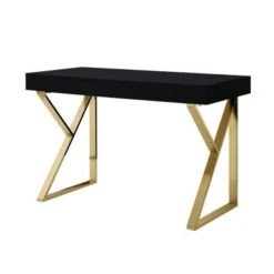 Silver Orchid Serra High Gloss Modern Desk - Black-Gold
