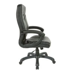 Executive Faux Leather High-Back Office Chair With Contrast Stitching - Black -Felloweis Store f55aefa9 9a26 491b a552 e113c2b7c4ad