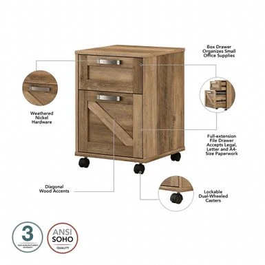 Cottage Grove 2 Drawer Mobile File Cabinet By Bush Furniture - Cottage White 17 Cottage Grove 2 Drawer Mobile File Cabinet By Bush Furniture - Cottage White - Image 17