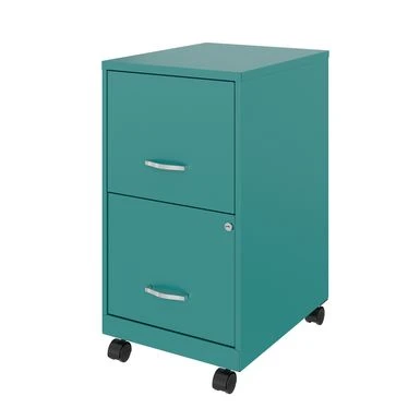 Space Solutions 18" 2 Drawer Mobile Smart Vertical File Cabinet, Teal - Purple - Letter 4 Space Solutions 18" 2 Drawer Mobile Smart Vertical File Cabinet, Teal - Purple - Letter - Image 4