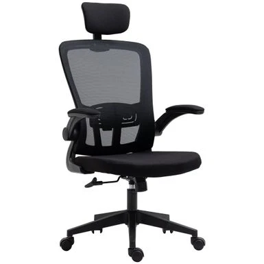 HOMCOM Vinsetto High Back Mesh Chair, Home Office Task Computer Chair With Adjustable Height, Lumbar Back Support, Headrest, And Arms - Black 11 HOMCOM Vinsetto High Back Mesh Chair, Home Office Task Computer Chair With Adjustable Height, Lumbar Back Support, Headrest, And Arms - Black - Image 11