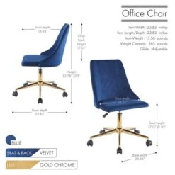 Porthos Home Rae Office Chair, Velvet Upholstery, Gold Chrome Legs - Pink -Felloweis Store f925d543 3d08 4c6a a59c 832e1b65e413