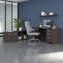 Studio C 60W Desk With Return And Cabinet By Bush Business Furniture - Platinum Gray -Felloweis Store f9c577b8 a105 46e8 9e4a 7e086e5a3759