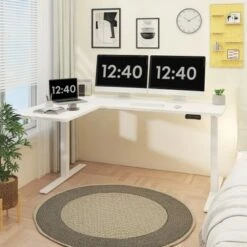 FlexiSpot 63"/ 71" Dual Motor L-Shaped Home Office Height Adjustable Standing Desk - 63" X 40" - Black -Felloweis Store fa37c7c3 89f3 4f22 8725 418706db3638