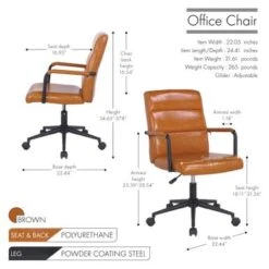 Porthos Home Pei Office Chair, Tufted PU Leather, Steel Swivel Base - White -Felloweis Store fa8f76aa 9179 4423 ada8 45a914e305d9
