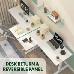 FlexiSpot 63"/ 71" Dual Motor L-Shaped Home Office Height Adjustable Standing Desk - 63" X 40" - Black -Felloweis Store fb29e288 49e5 477e 9f77 81c05f042994