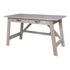 Serendipity Solid Wood Desk With 2 Drawers And Chair - Washed Gray Taupe -Felloweis Store fbce312c 6896 451e 8461 46dc92e68358