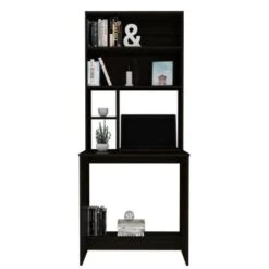 Compu Hutch Desk With 5 Open Shelves - Black -Felloweis Store fc31294c c1f1 406a 858a cab65d2465ed