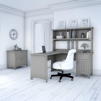 The Gray Barn Lowbridge Cape Cod Grey L-shaped Desk With Hutch And Lateral File Cabinet 1 The Gray Barn Lowbridge Cape Cod Grey L-shaped Desk With Hutch And Lateral File Cabinet