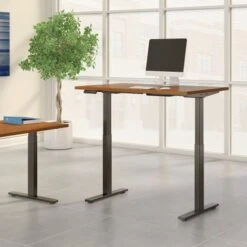 Move 60 Series Adjustable Height Standing Desk - Mocha Cherry/Black Powder Coat -Felloweis Store fd33d383 32a3 419c 8da9 bbe858dc61ba