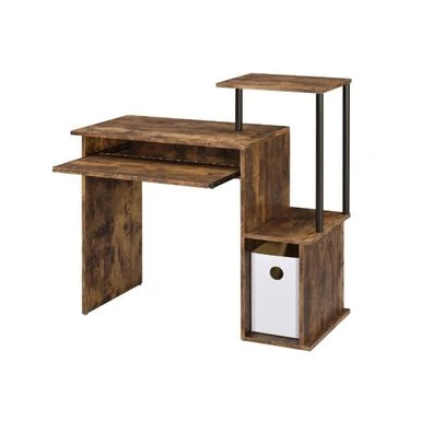 Wooden Computer Desk With Keyboard Tray - Weathered Oak And Black 5 Wooden Computer Desk With Keyboard Tray - Weathered Oak And Black - Image 5