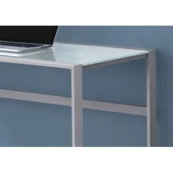 Computer Desk/ Home Office/ Laptop/ 48"L/ Work/ Metal/ Tempered Glass/ Grey/ Contemporary/ Modern -Felloweis Store fe4c88ac 8180 4771 9b16 8129b6ca96a0