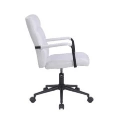 Porthos Home Pei Office Chair, Tufted PU Leather, Steel Swivel Base - White -Felloweis Store ffe85ebb c57e 459f a203 59b72bd3a004